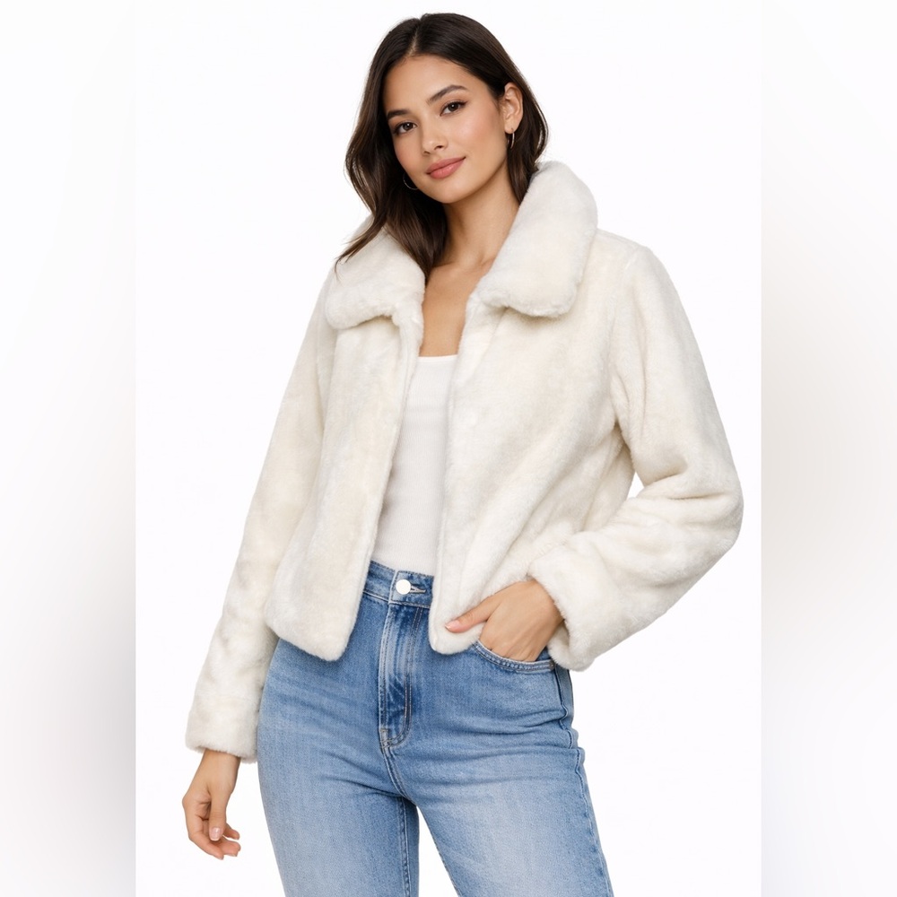 Express White Faux Fur Jacket XS